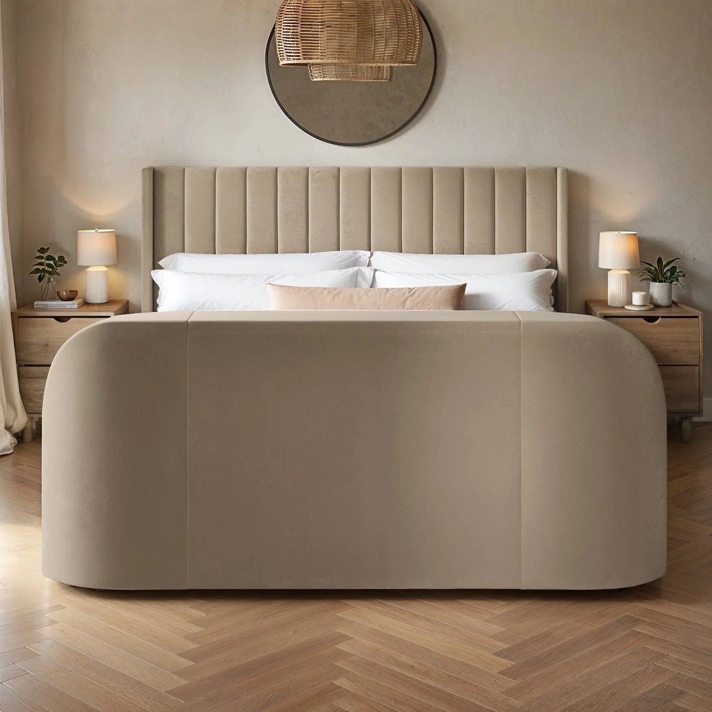Flair Fallon TV Side Lift Ottoman Bed Beige Velvet image 4