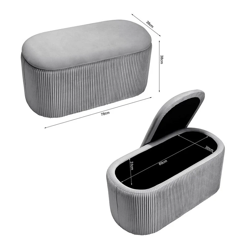 Living & Home Modern Pleated Storage Ottoman image 3