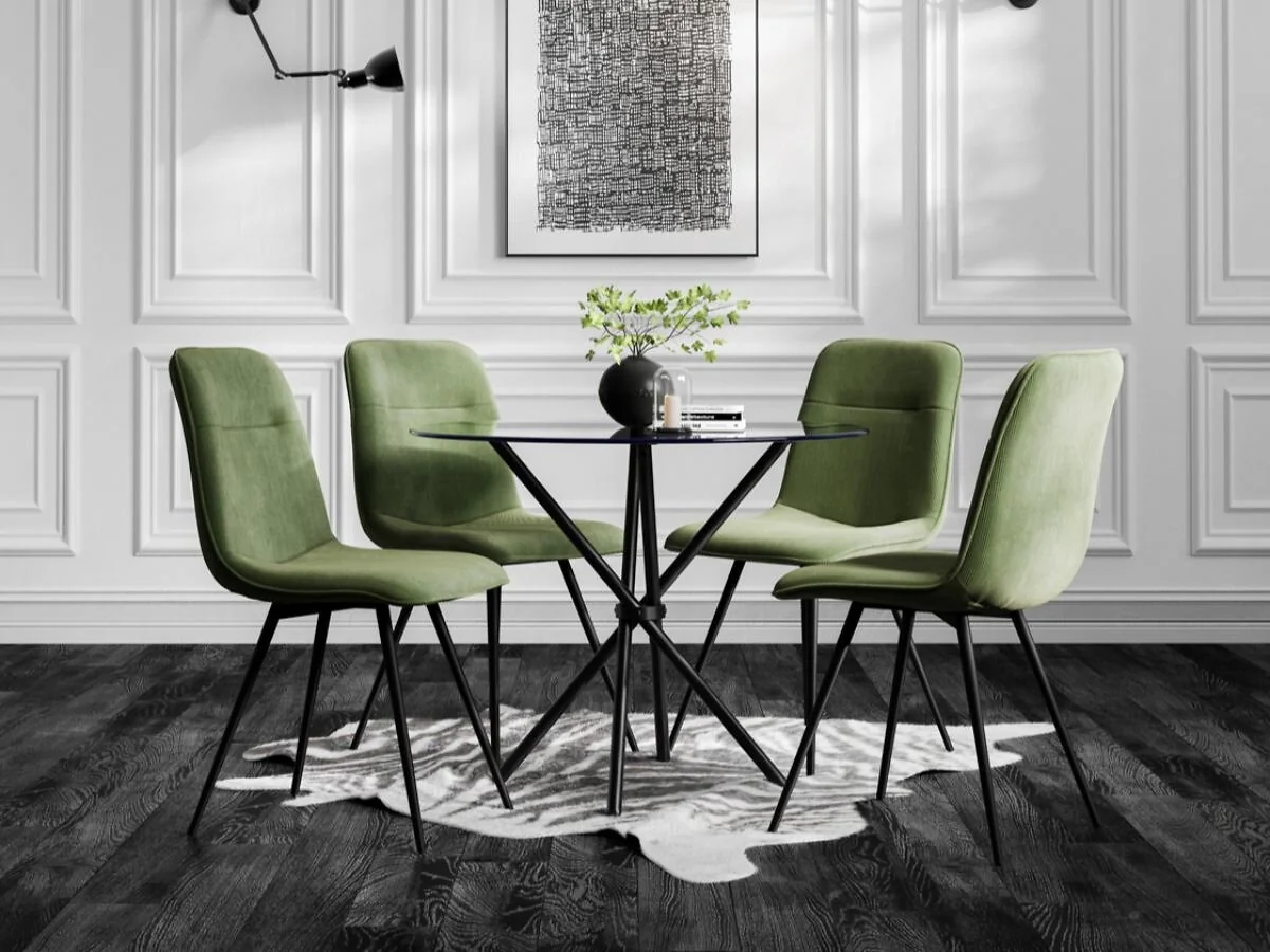 LPD Maxi Dining Chair Moss Corduroy Black Metal Frame