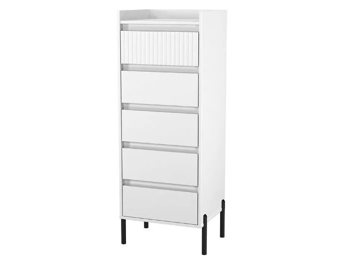 Slim 5 drawer storage cabinet with fluted front design