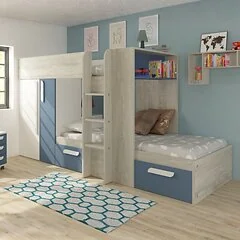 Trasman Barca Bunk Bed with Wardrobe and Drawers Oak & White