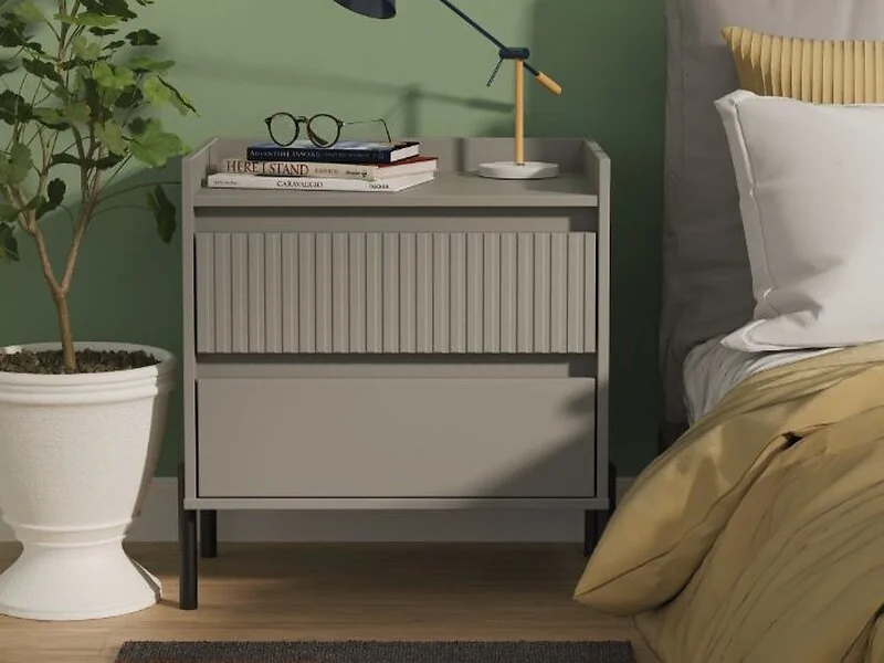 Welcome Furniture Osaka 2 Drawer Fluted Bedside Cabinet
