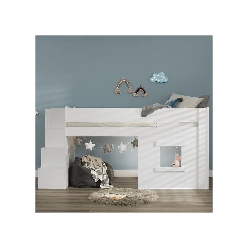 Marlowe Mid Sleeper Bed with Steps and Storage White image 2