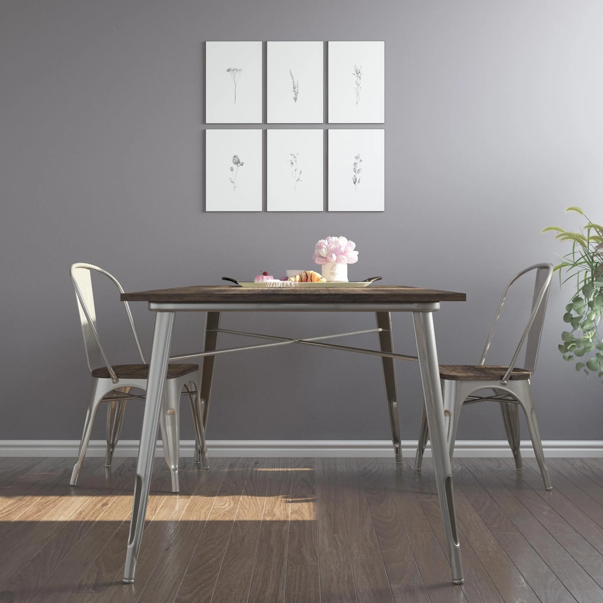 Dorel Fusion Rectangular Dining Table Antique Gun Metal view 2