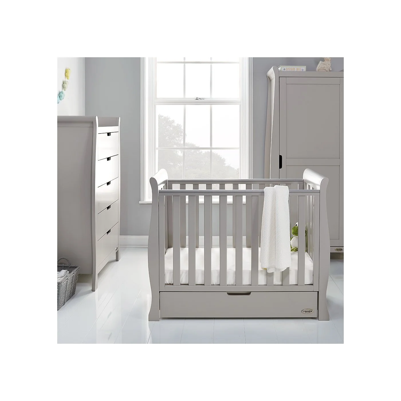 Obaby Stamford Space Saver Cot in Warm Grey image 3