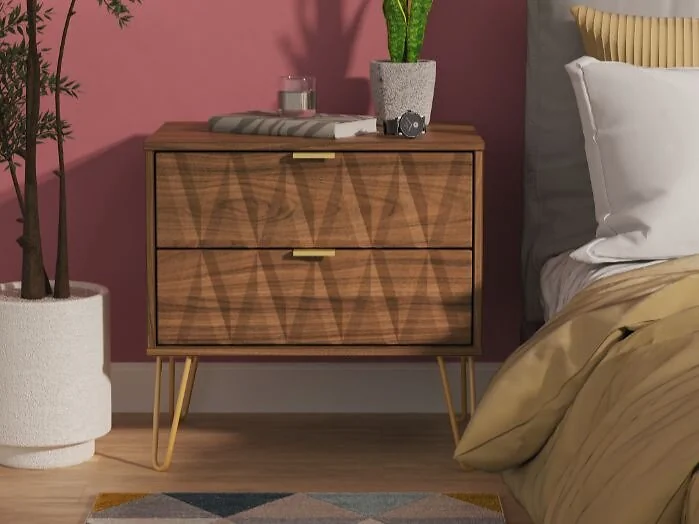 Welcome Furniture Diamond 2 Drawer Midi Chest Storage Cabinet
