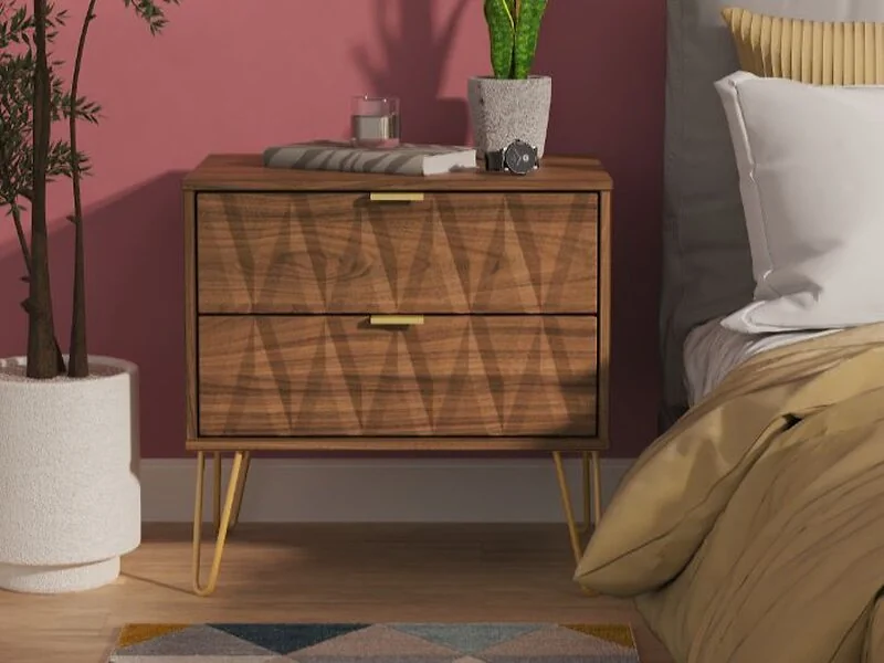 Welcome Furniture Diamond 2 Drawer Midi Chest Storage Cabinet