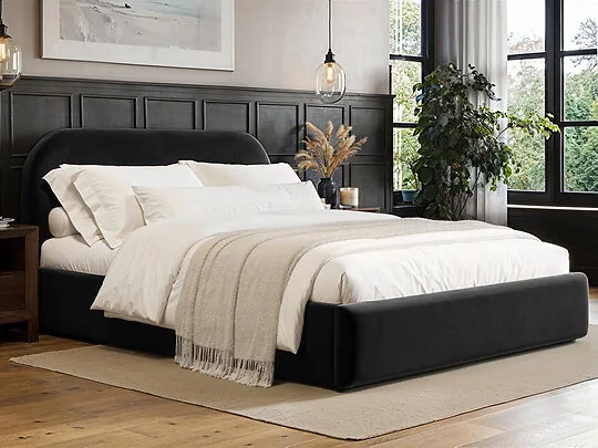 Flair Alba Black Velvet Ottoman Bed