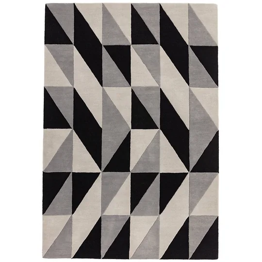 Asiatic London Reef Flag Grey Black Wool Geometric Rug RF08