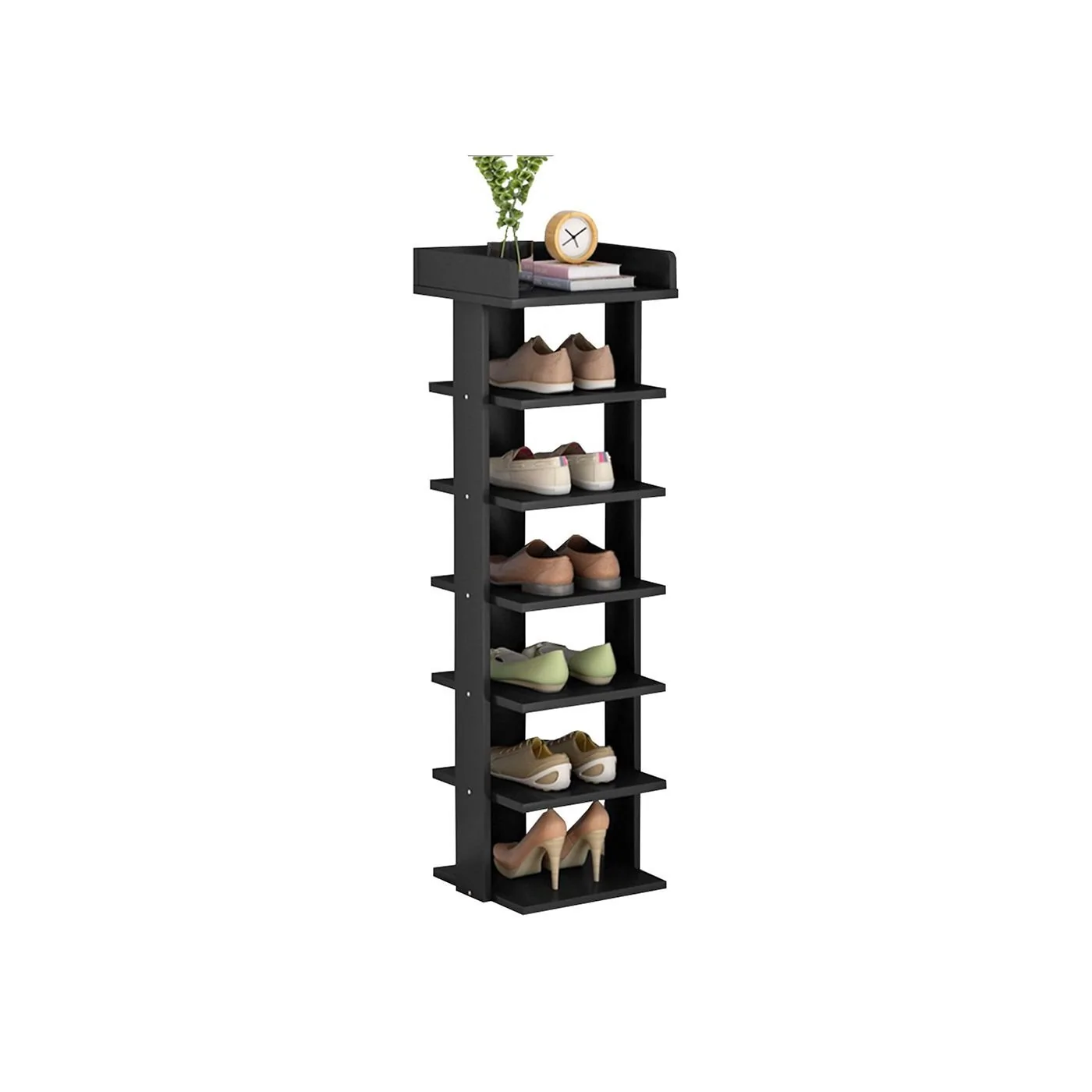 Living & Home 7-Tier Wooden Narrow Shoes Rack image 3