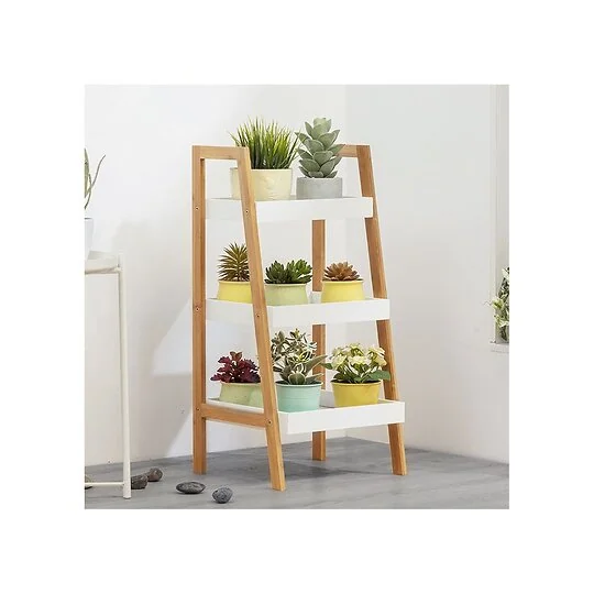 Living & Home Nordic Freestanding Wooden 3-Tier Ladder Shelf Storage Organizer