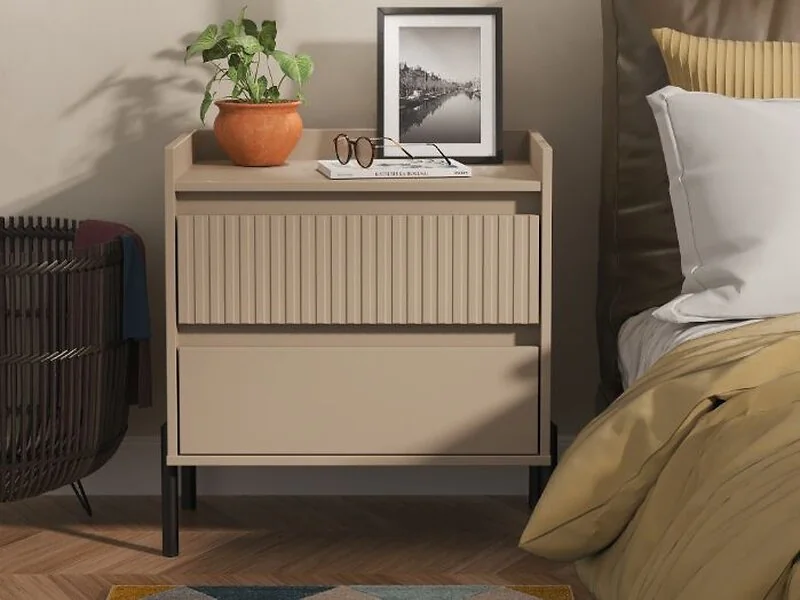 Welcome Furniture Osaka 2 Drawer Fluted Bedside Cabinet