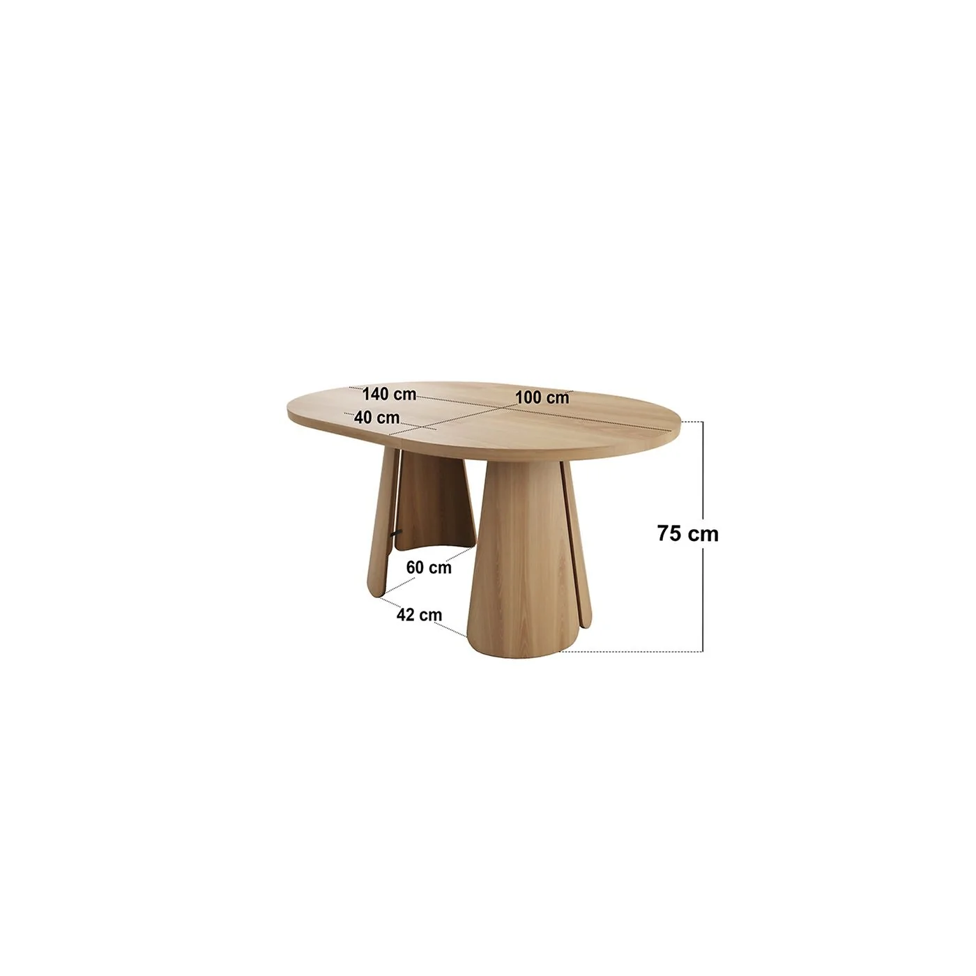 SOLACE+CO Ebony 3-in-1 Round Extendable Dining Table Oak image 11