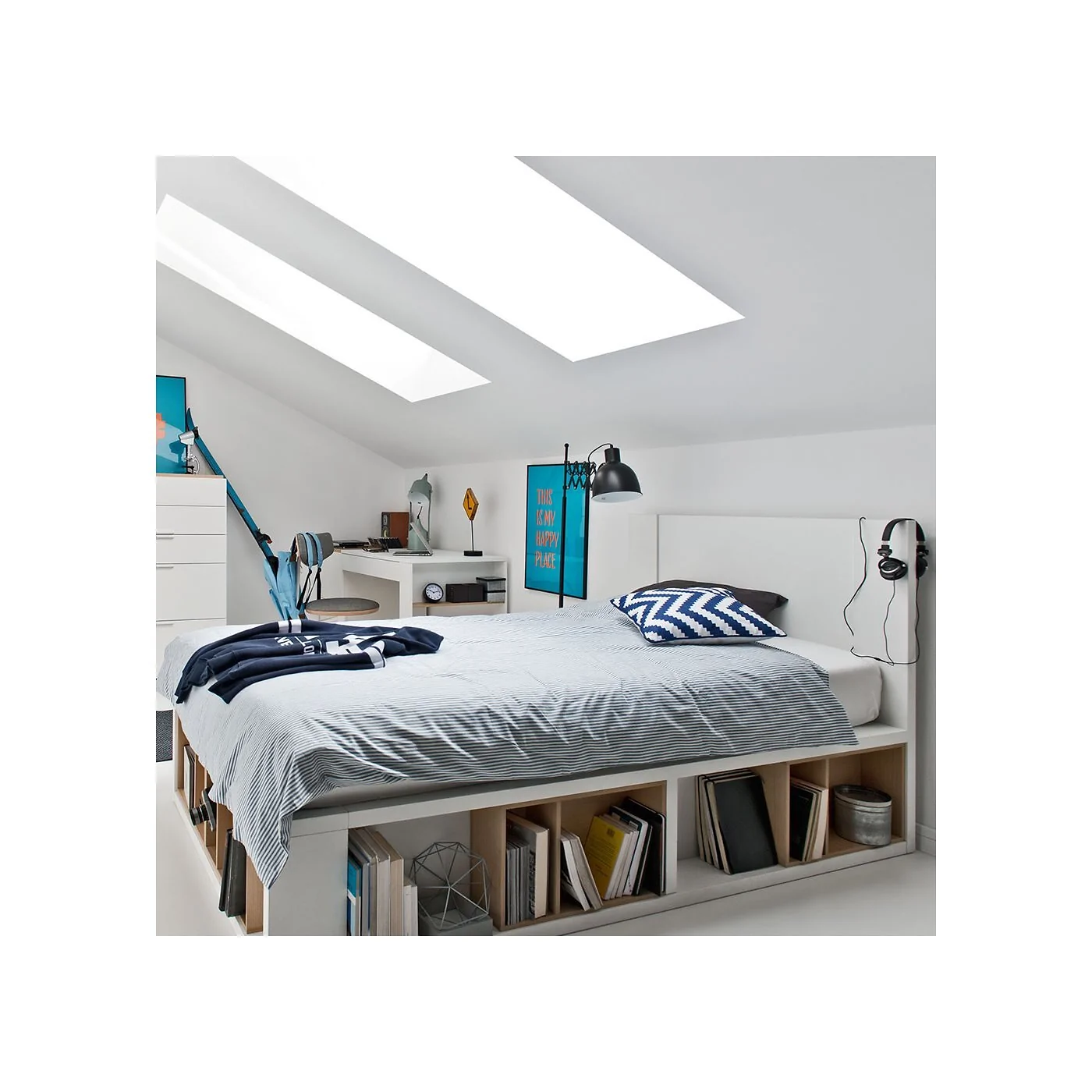 Vox 4 You Bed with Storage Shelves in White