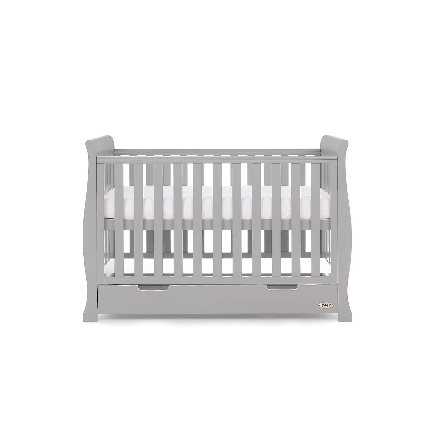 Obaby Stamford Mini Sleigh Cot Bed 3 Piece Nursery Set in Warm Grey image 2