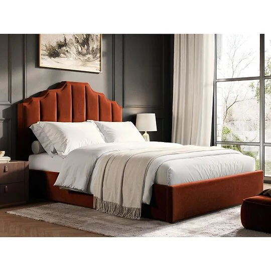 Flair Margot Orange Velvet Ottoman Bed