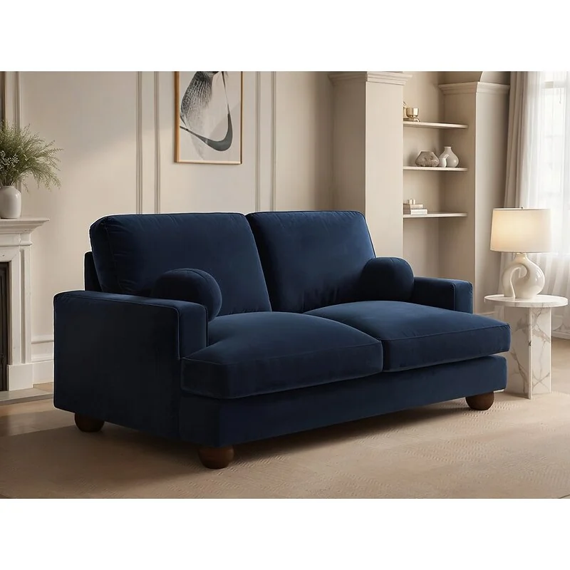 SOLACE+CO Addison 2 Seater Blue Velvet Sofa image 2