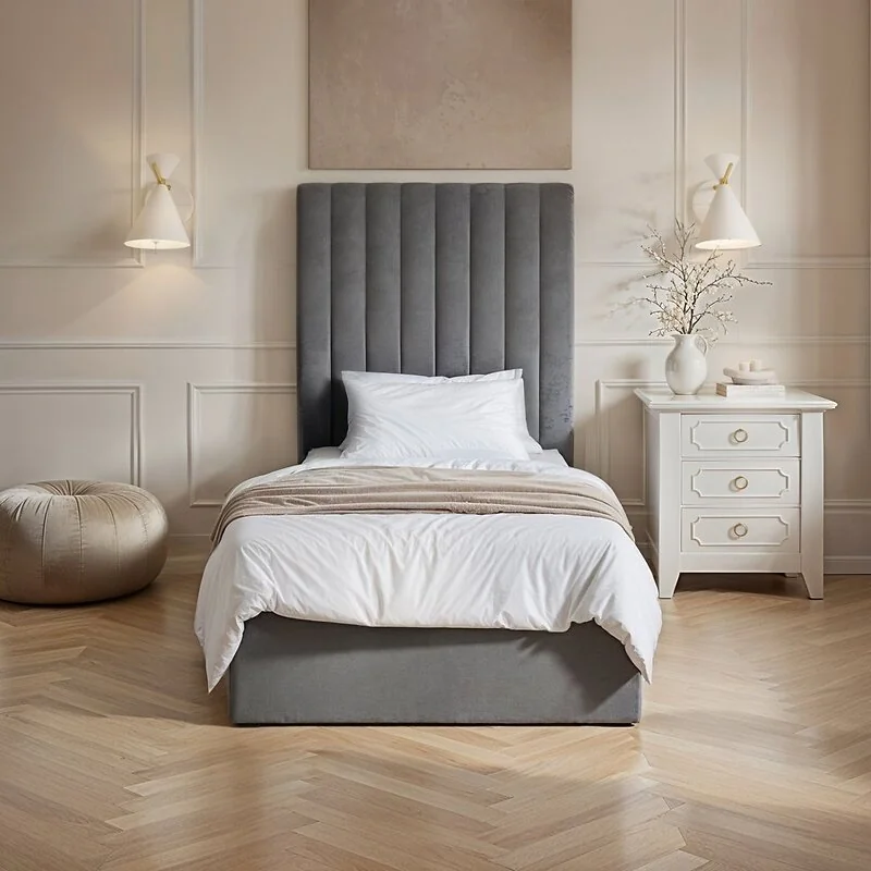 Flair Everley Single Ottoman Bed Grey Velvet image 3