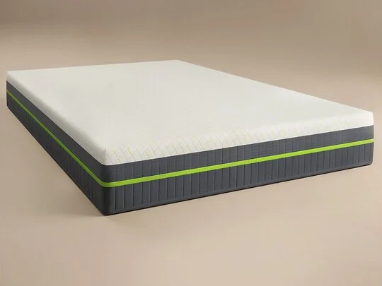 SOLACE+CO Plant Based Eco double memory foam mattress with white quilted top and grey border