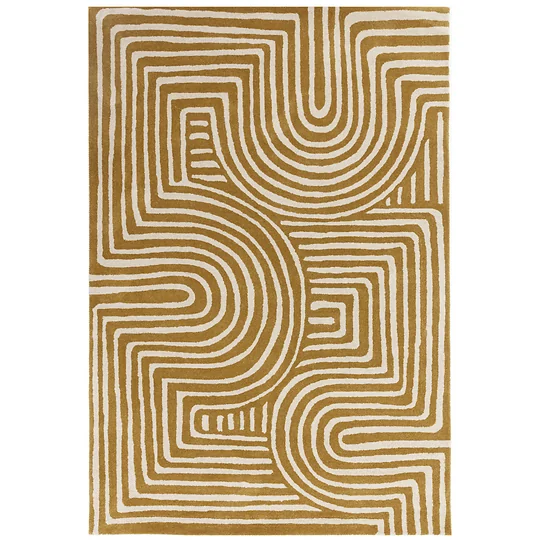 Asiatic London Reef Curve Ochre Hand Tufted Geometric Rug RF28