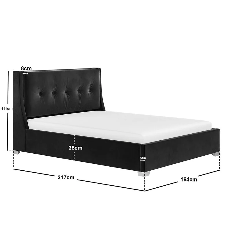 Flair Artemis Kingsize Ottoman Bed with Cushioned Button Headboard Black Velvet image 7