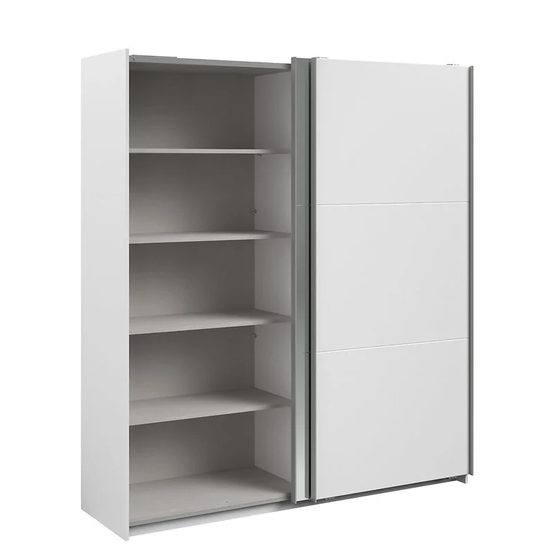 Parisot Swing Sliding Mirror Wardrobe White with Shelves image 10