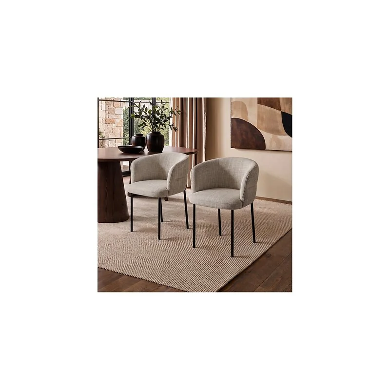 SOLACE+CO Elise Set of 2 Curved Back Chenille Dining Chairs Light Brown