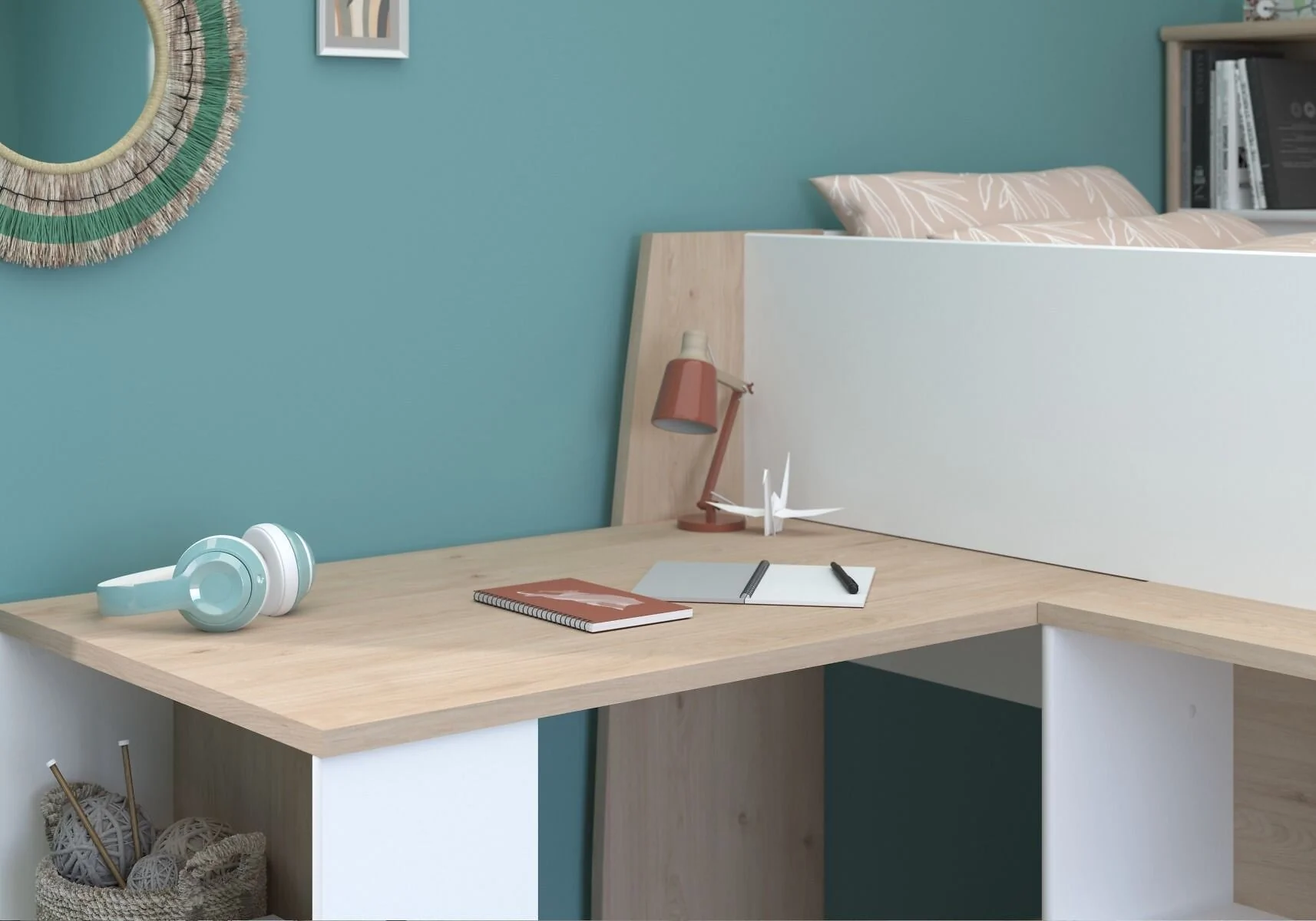 Parisot Lucas Mid Sleeper with Pull Out Desk and Storage