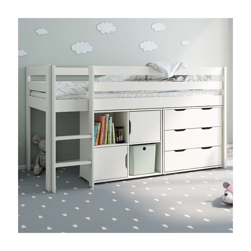 Noomi Nora Solid Wood Mid Sleeper Storage Cabin Bed