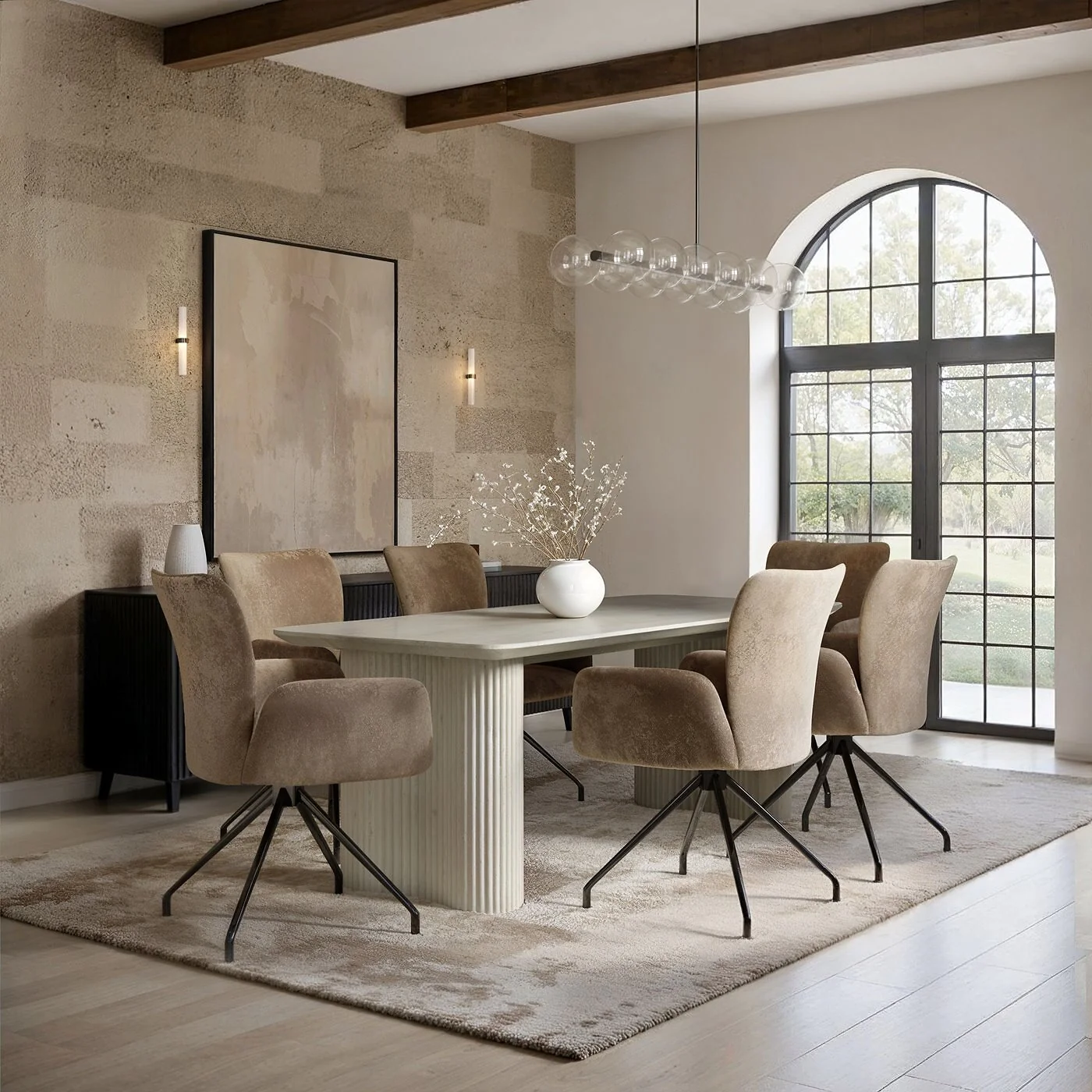 SOLACE+CO Zoya Dining Table with Kora Chairs Set