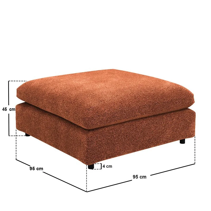 SOLACE+CO Asher Footstool Burnt Orange Chenille image 7