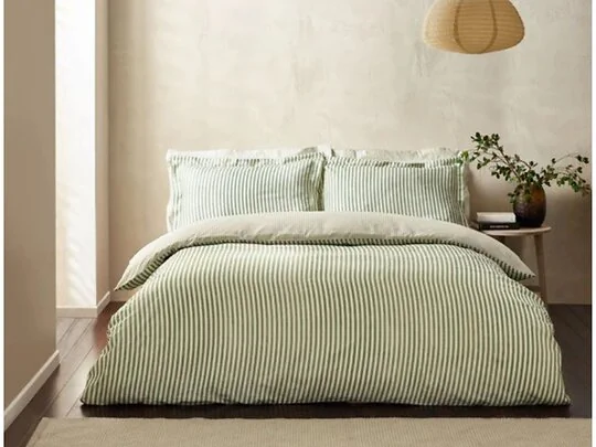The Linen Yard Hebden Mélange Stripe Reversible Duvet Cover 100% Cotton