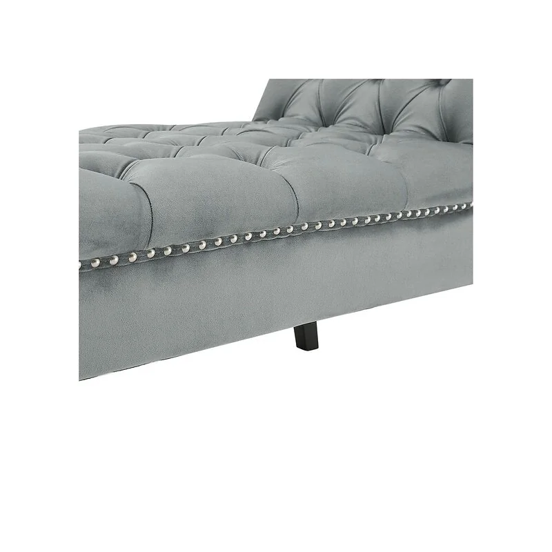 Living & Home Grey Armed Velvet Buttoned Bed Bench image 6