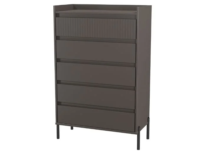 Modern 5 drawer chest with fluted front and tall design