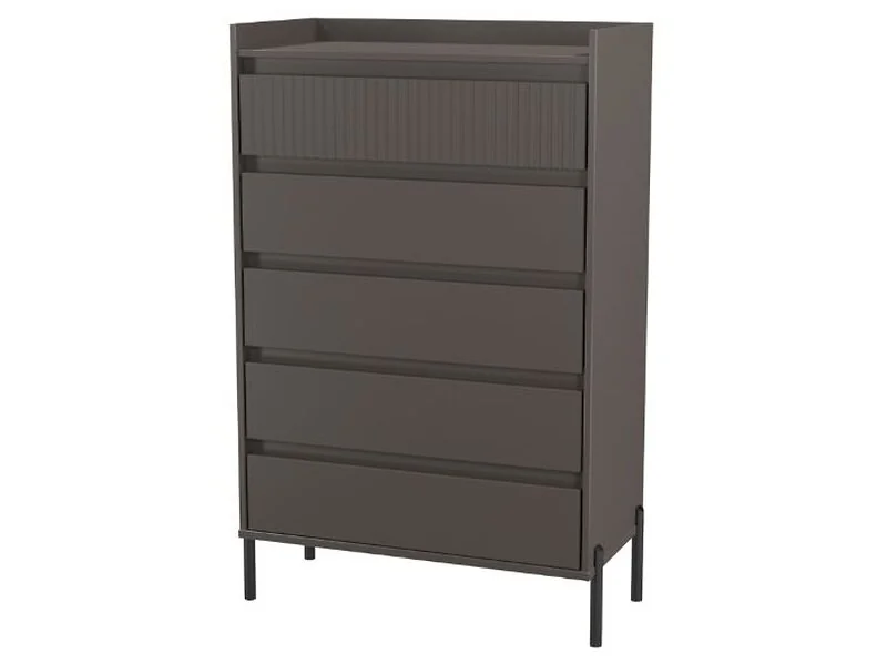 Modern 5 drawer chest with fluted front and tall design