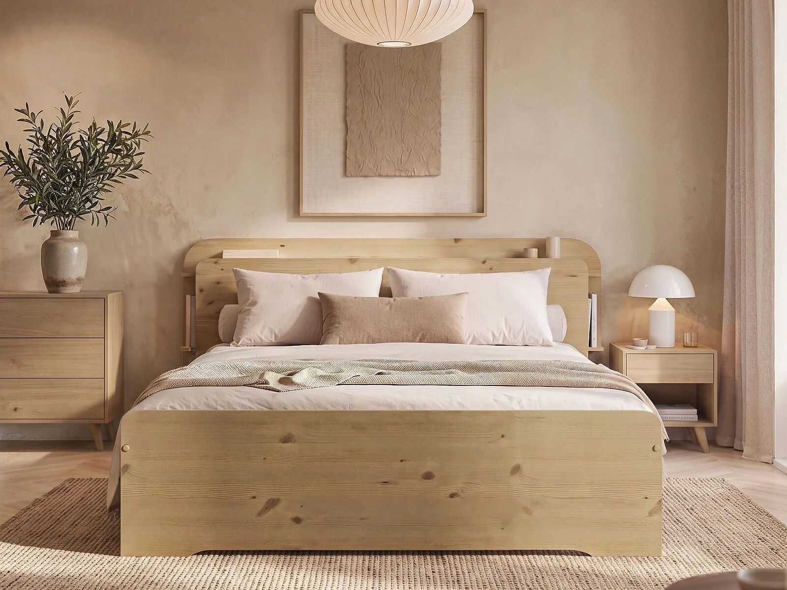 Noomi Evie Wooden Bookcase Bed with Headboard Shelves – view 3