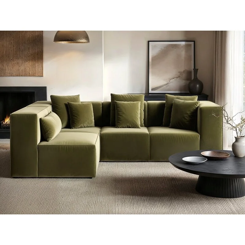 SOLACE+CO Anders Left Corner Modular Sofa Olive Velvet image 2