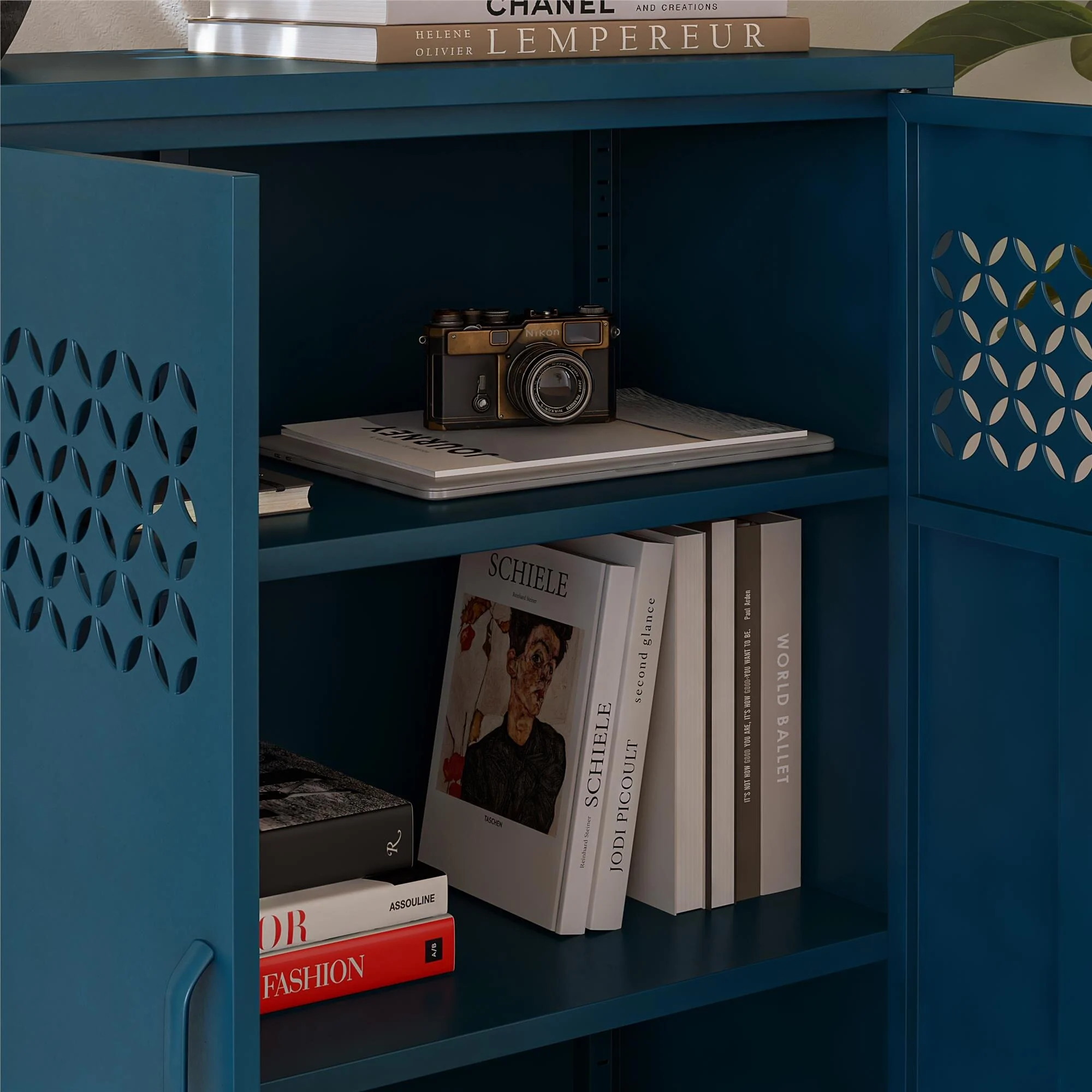 Dorel Annie Cabinet 2D Deep Blue Ocean Metal view 5