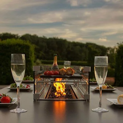 Maze Rattan Ambition 8 Seat Rectangular Fire Pit Dining Set with Free Winter Cover image 5