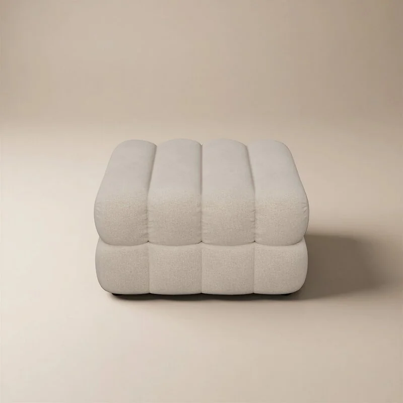 SOLACE+CO Halle Ottoman Storage Footstool Beige Chenille image 4