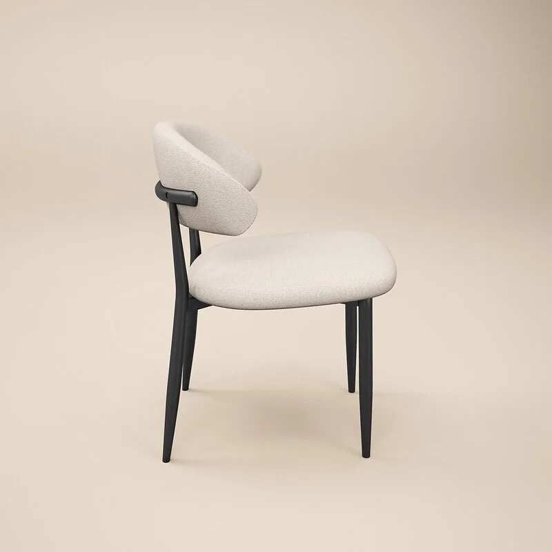 SOLACE+CO Cyra Set of 2 Dining Chairs with Curved Back Beige Chenille image 5