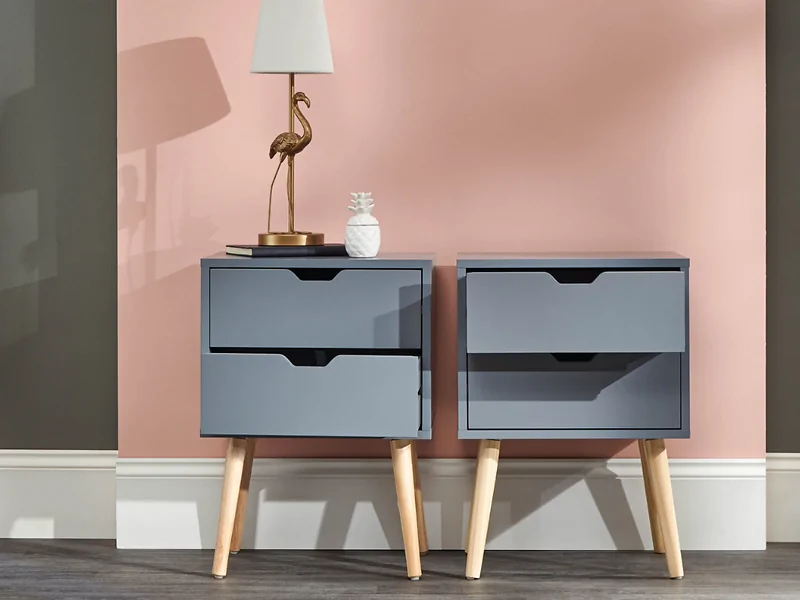 GFW Nyborg Pair of  2 Drawer Bedside Table