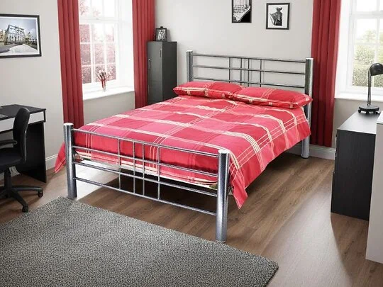Modern steel bed frame for bedroom with storage space underneath