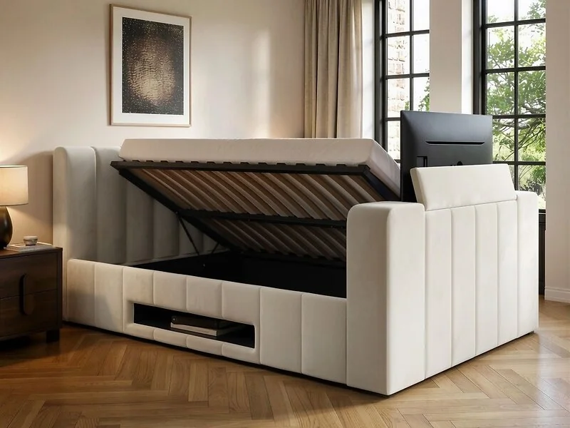 SOLACE+CO Langden TV Ottoman Bed with Side Lift Storage – view 5