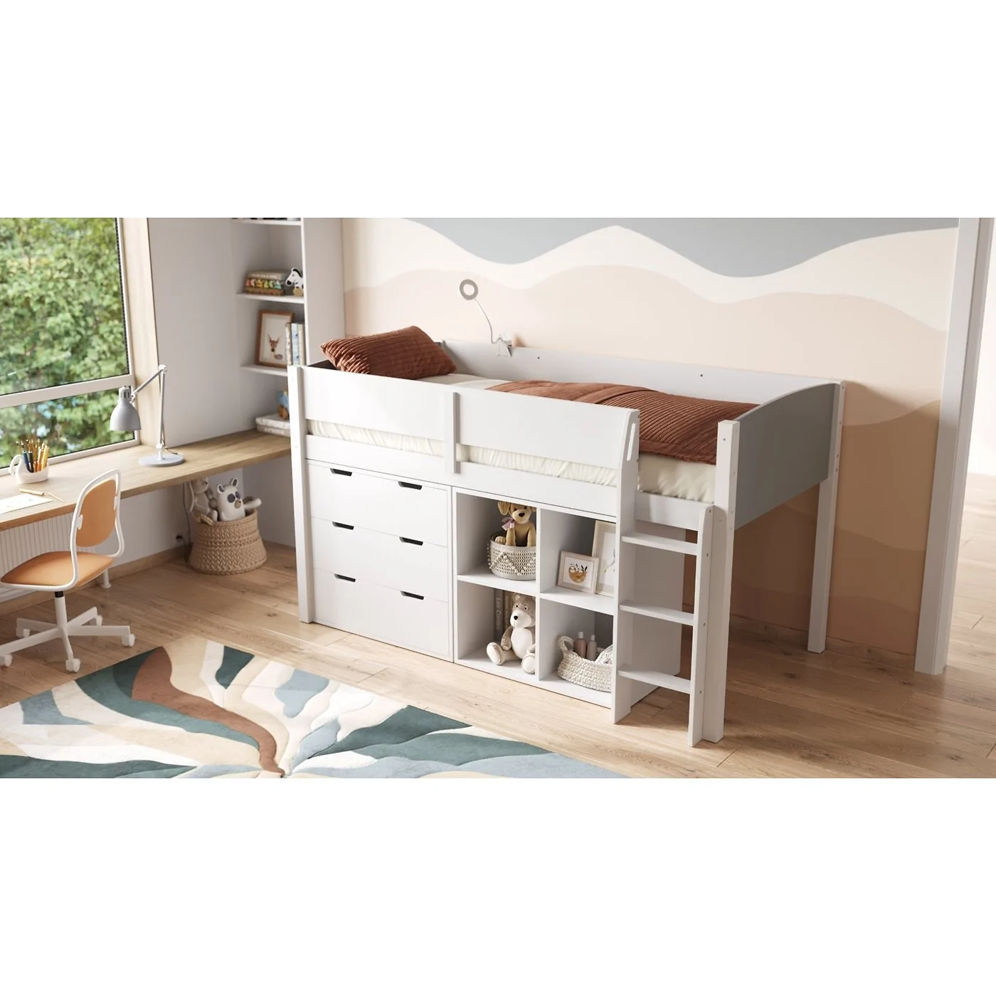 Flair Loop Midsleeper Bed Full Set White image 2