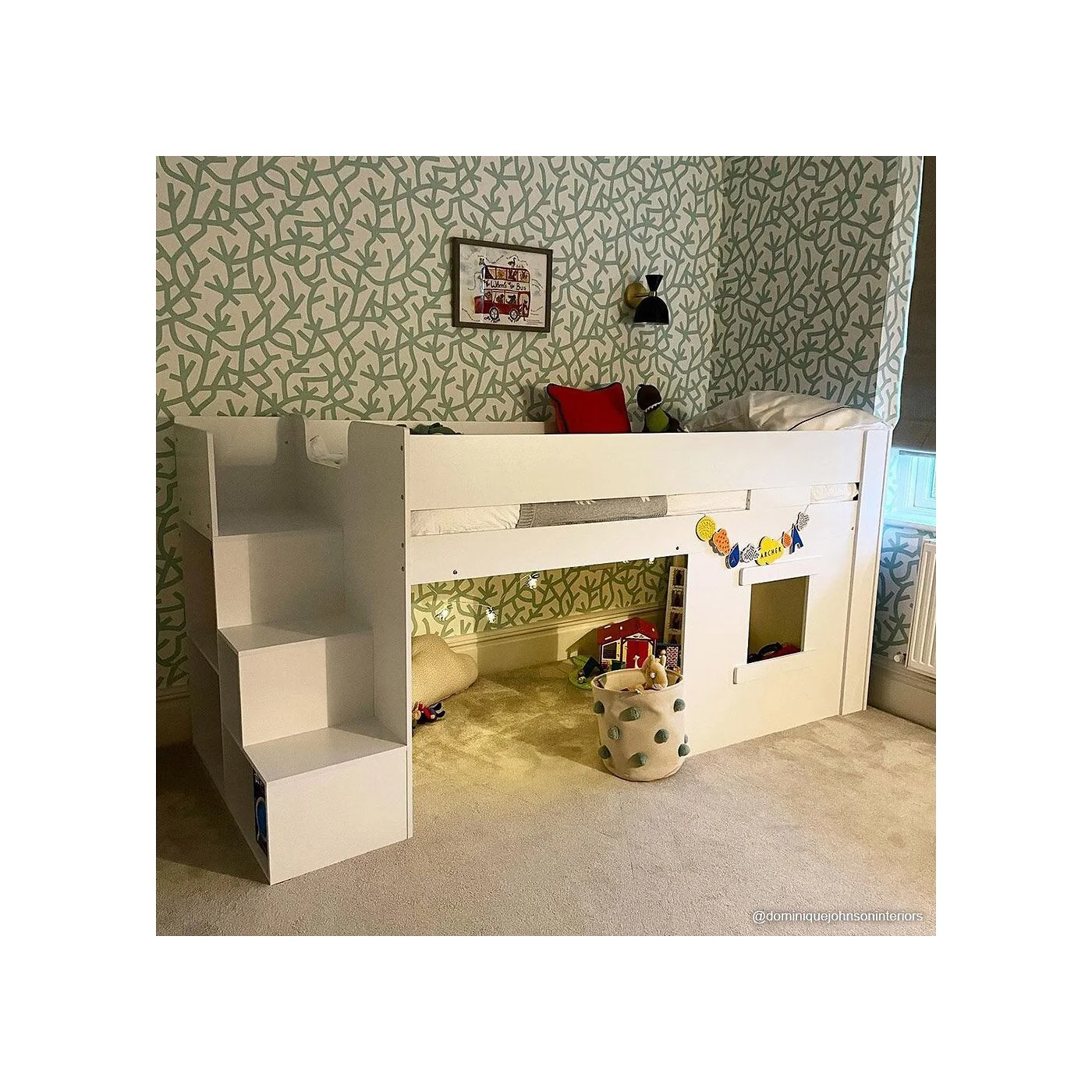 Marlowe Mid Sleeper Bed with Steps and Storage White image 4