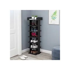 Living & Home 7-Tier Wooden Narrow Shoes Rack