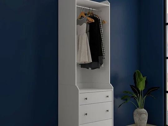 Kidsaw Kudl 3 Drawer Open Wardrobe White