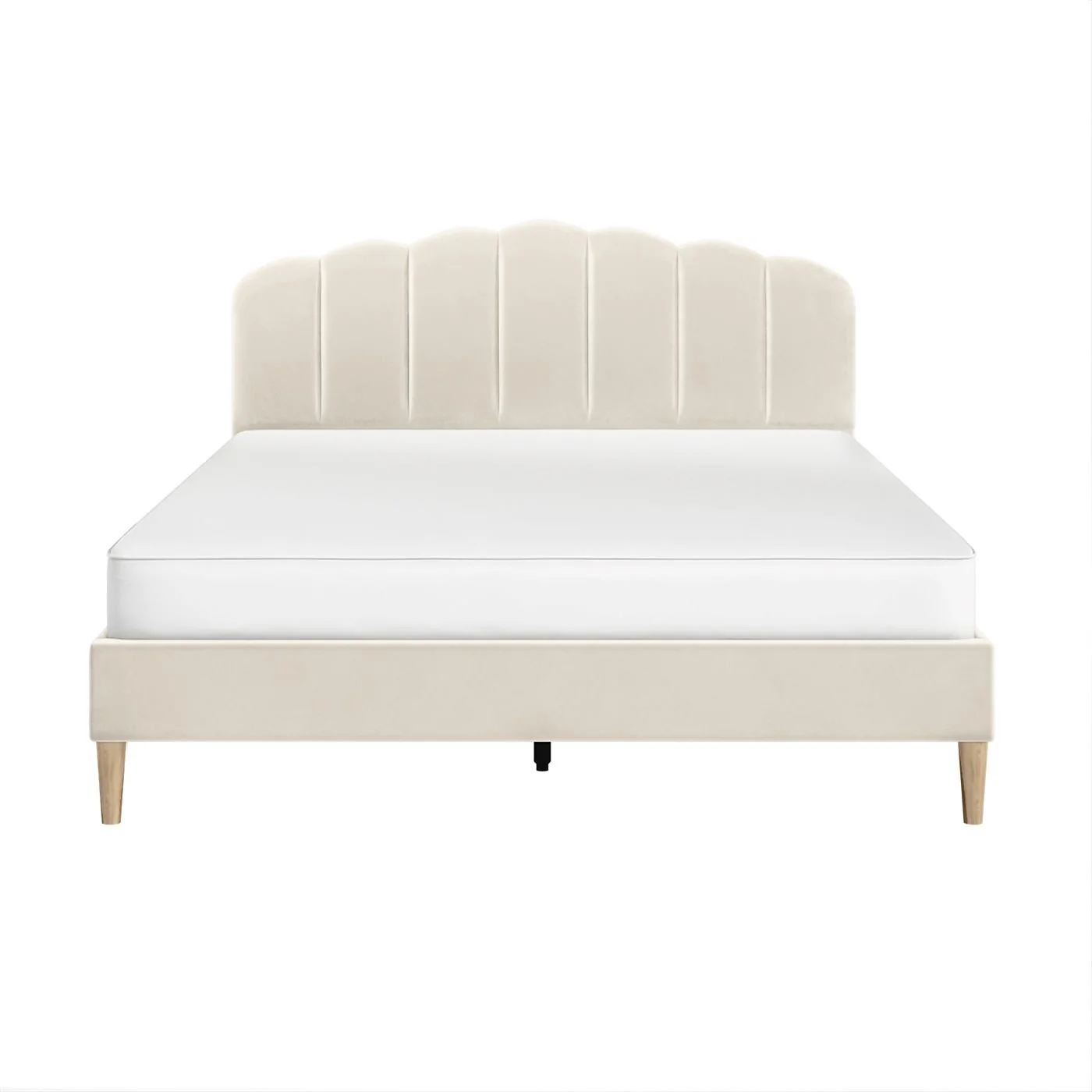 Flair Scallop Beige Velvet Bed Double image 4