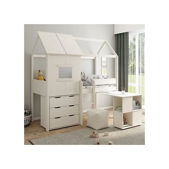 Kids Avenue Ordi Midi Playhouse Mid Sleeper Bed with Storage White